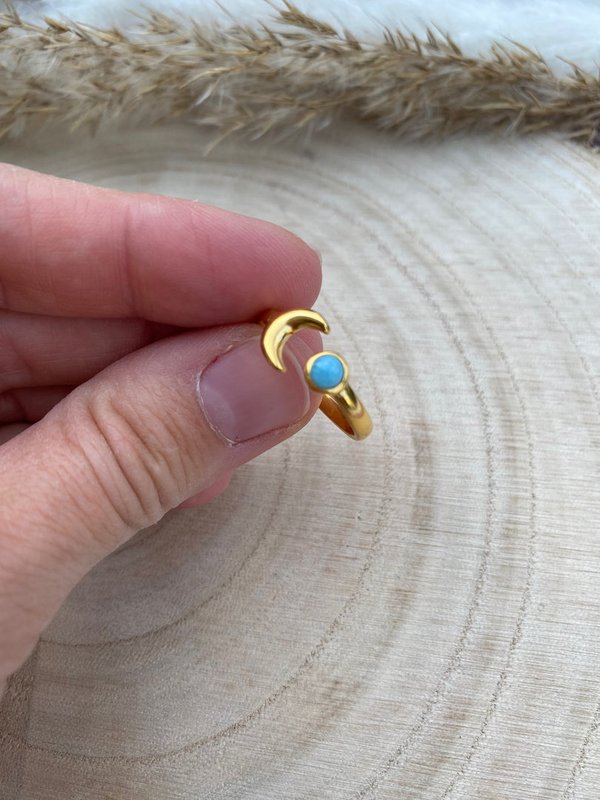 Ringe aus 925 Silber vergoldet mit Larimar, Rosenquarz, Aquamarin