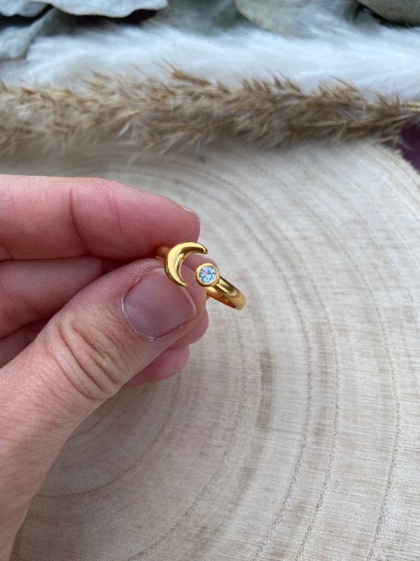 Ringe aus 925 Silber vergoldet mit Larimar, Rosenquarz, Aquamarin